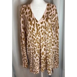 Show Me Your Mumu Pale Pink Animal Print Tunic Sweater Medium Fall Lightweight